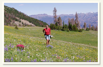 yellowstone national park hiking in a field